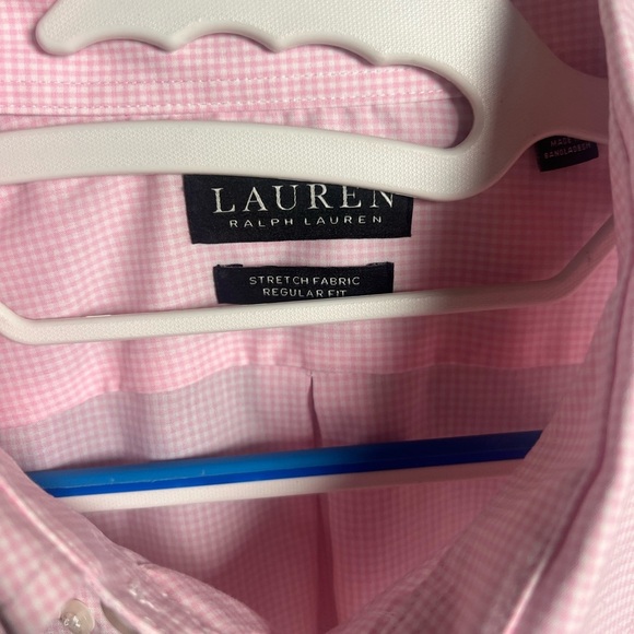 Lauren Ralph Lauren Pink Plaid Classic Fit Ultra Flex Button Down Dress Shirt - Picture 8 of 10
